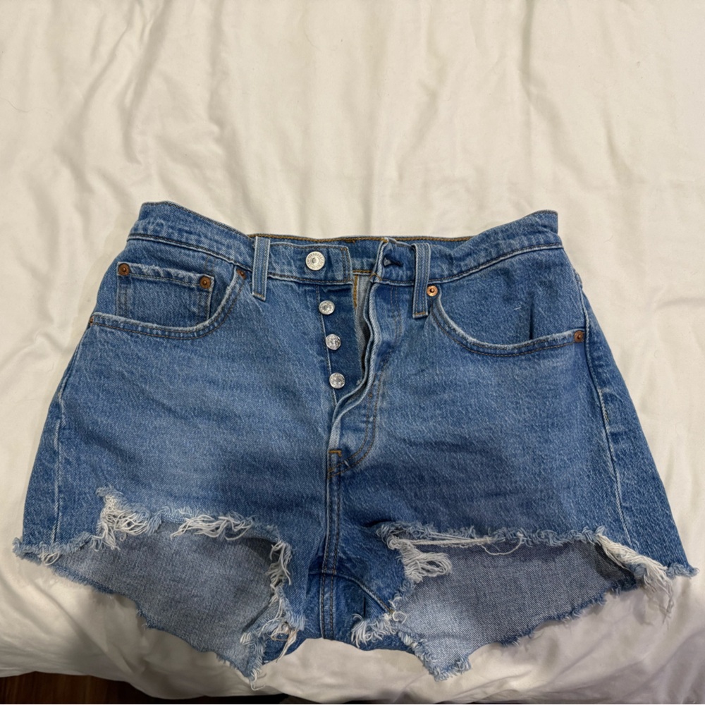 Denim Frayed Hem Women's Shorts